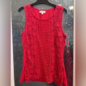 Adiva Red Crochet Tank Top B10